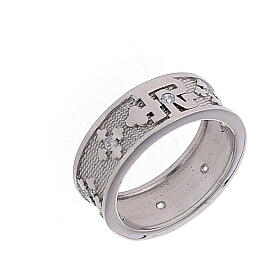 Our Father ring in 925 silver with white zircons