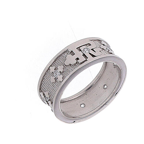 Our Father ring in 925 silver with white zircons 1