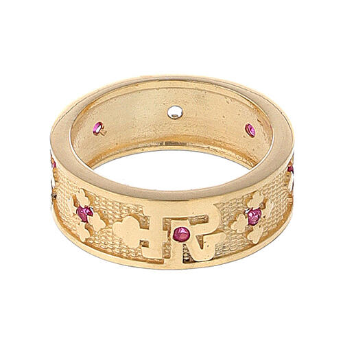 Lord's prayer ring, gold plated 925 silver and red zircons 2