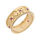 Lord's prayer ring, gold plated 925 silver and red zircons s1