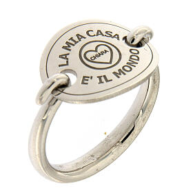 Ring with medal, La Mia Casa è Il Mondo, 925 silver
