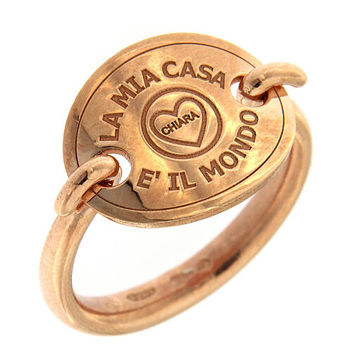 Ring mit Gravur "La Mia Casa è Il Mondo" aus 925er Silber, rosé 1