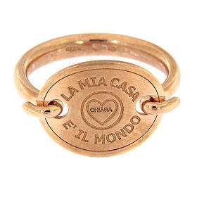 Ring with medal, La Mia Casa è Il Mondo, pink 925 silver