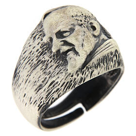 Padre Pio ring in 925 silver, adjustable
