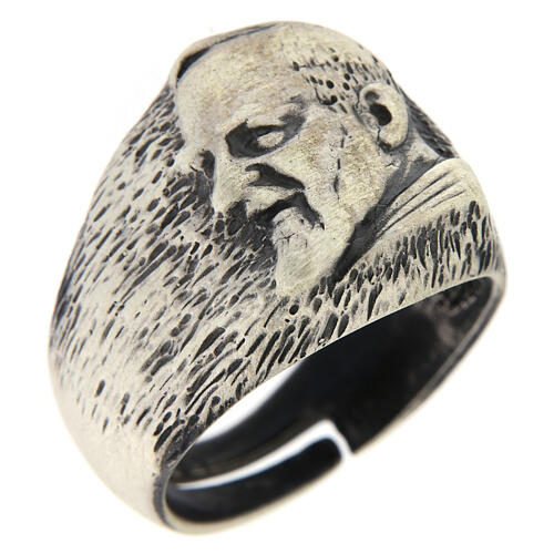 Padre Pio ring in 925 silver, adjustable 1