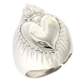 Ring with votive heart, polished 925 silver, 20 mm