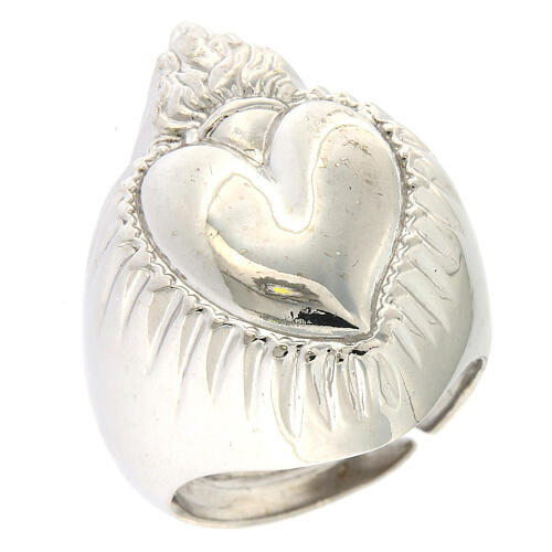 Pierścionek serce wotywne, srebro 925 polerowane 20 mm 1