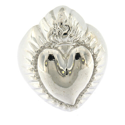 Anel coração votivo prata 925 polida 20 mm 2