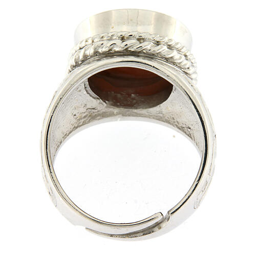 Adjustable ring, 925 silver, cross and cameo, Jesus' face 5