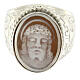 Adjustable ring, 925 silver, cross and cameo, Jesus' face s2