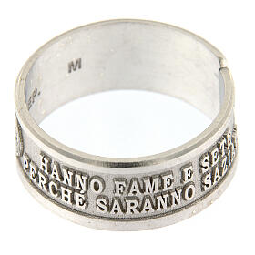 Anel "Fame e Sete di Giustizia" prata 925 ajustável, ITALIANO