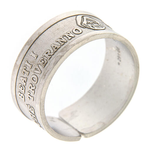 Verstellbarer "Gesegnet sind die Barmherzigen" Ring aus Silber 925 1
