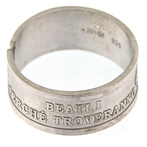 Verstellbarer "Gesegnet sind die Barmherzigen" Ring aus Silber 925 2