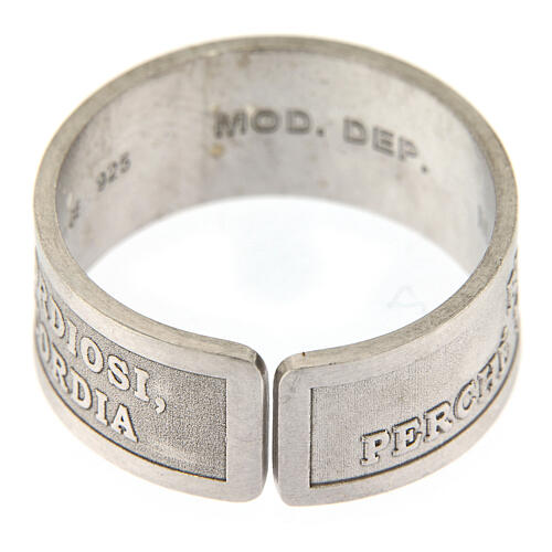 Verstellbarer "Gesegnet sind die Barmherzigen" Ring aus Silber 925 4