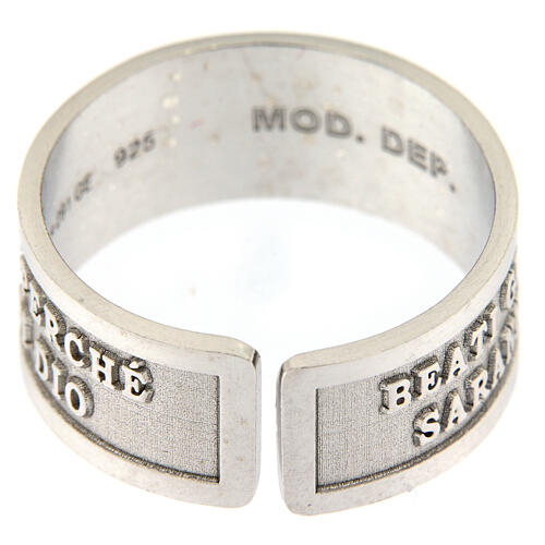 Ring of 925 silver, Blessed are the peacemakers, open back 4