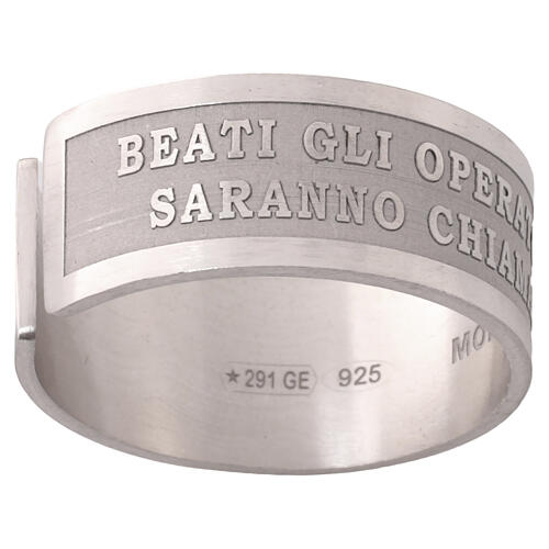 Bague argent 925 Heureux les artisans de paix avec ouverture 2