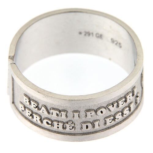 925 silver ring Blessed are the Poor in Spirit open back 3