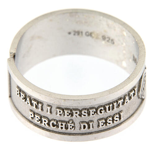 Prayer ring of 925 silver, Blessed are those who are persecuted, open back 3