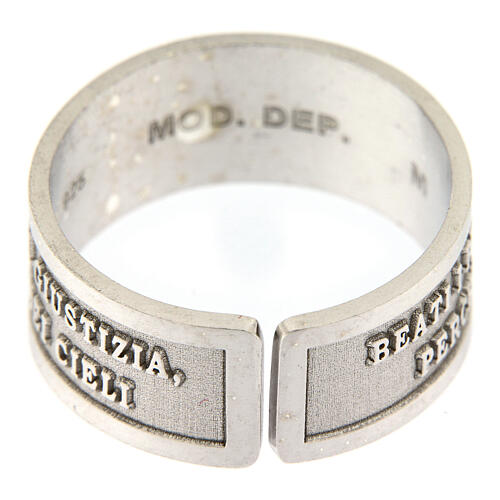 Prayer ring of 925 silver, Blessed are those who are persecuted, open back 4