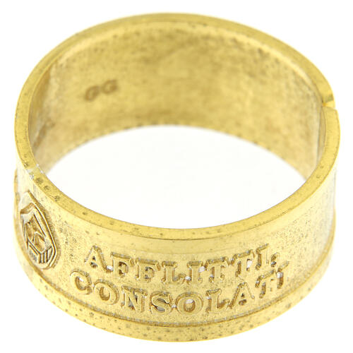 "Gesegnet sind die Bedrängten" offener Ring aus goldfarbigem Sterlingsilber 2
