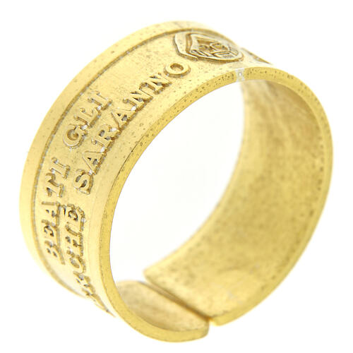 Gilded sterling silver ring Blessed are the Afflicted open 1