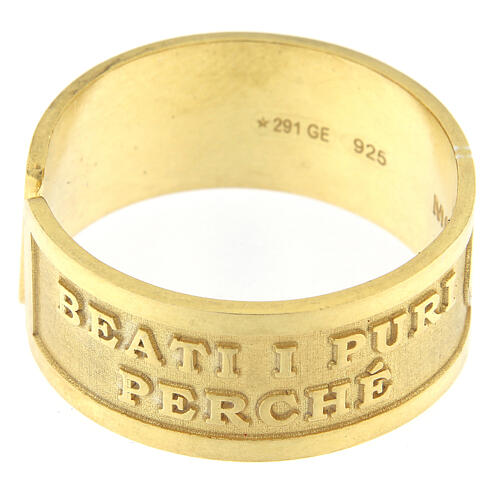 Prayer ring, Blessed are the Pure in Heart, gold plated 925 silver 4