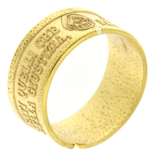 "Hunger und Durst nach Gerechtigkeit" vergoldeter Ring aus Silber 925 mit Öffnung 1