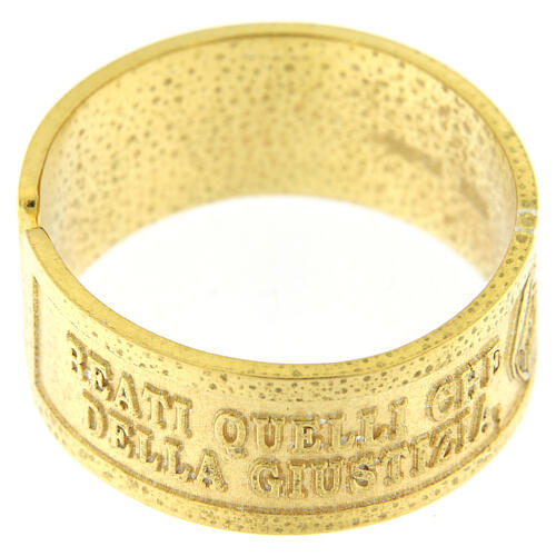 "Hunger und Durst nach Gerechtigkeit" vergoldeter Ring aus Silber 925 mit Öffnung 2
