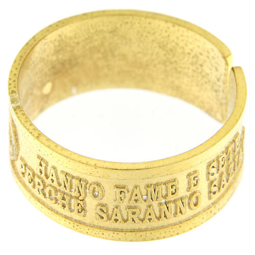 "Hunger und Durst nach Gerechtigkeit" vergoldeter Ring aus Silber 925 mit Öffnung 3