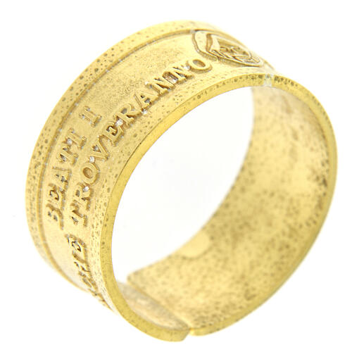 Band adjustable ring, gold plated 925 silver, Blessed are the Merciful 1