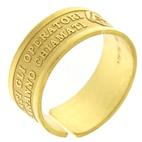 Ring of gold plated 925 silver, Blessed are the peacemakers, adjustable size