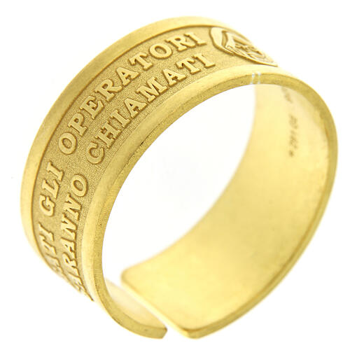 Ring of gold plated 925 silver, Blessed are the peacemakers, adjustable size 1