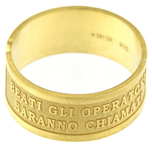 Ring of gold plated 925 silver, Blessed are the peacemakers, adjustable size 2