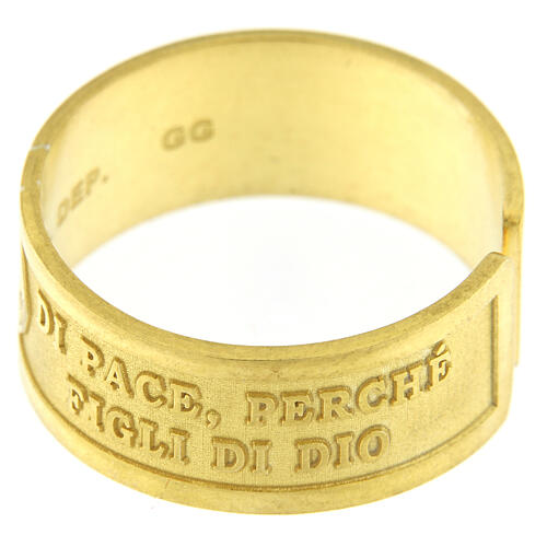 Ring of gold plated 925 silver, Blessed are the peacemakers, adjustable size 3