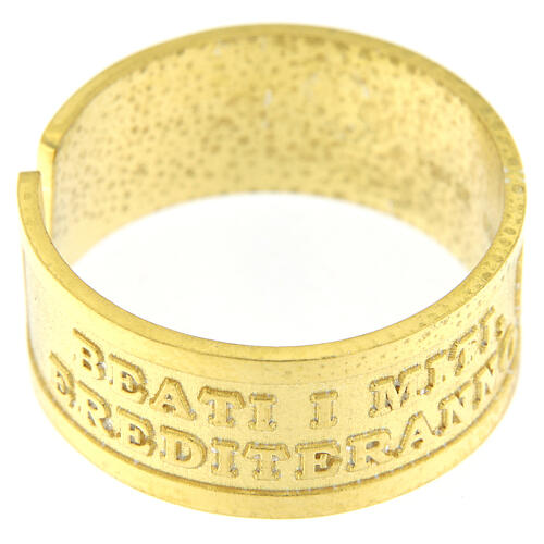 Ring of gold plated 925 silver, Blessed are the meek, open back 2