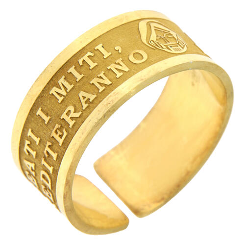 Anello regolabile Beati i Miti argento 925 dorato 1
