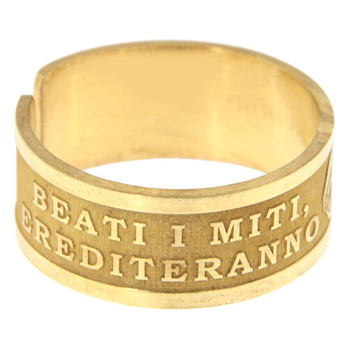 Anello regolabile Beati i Miti argento 925 dorato 2