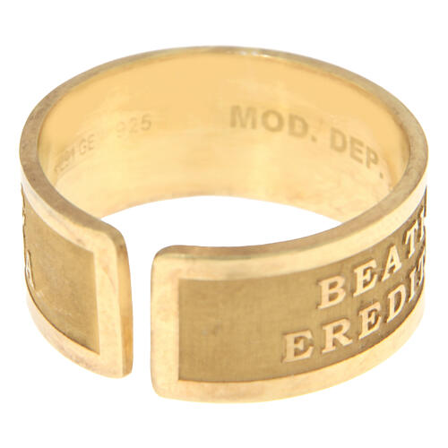 Anello regolabile Beati i Miti argento 925 dorato 4