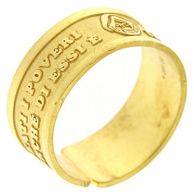 "Selig sind die Armen im Geiste" verstellbarer vergoldeter Ring aus Silber 925