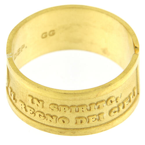 "Selig sind die Armen im Geiste" verstellbarer vergoldeter Ring aus Silber 925 3