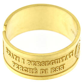 "Selig sind die Verfolgten" vergoldeter Ring aus Silber 925 mit Öffnung