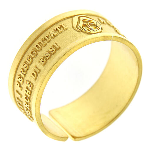 "Selig sind die Verfolgten" vergoldeter Ring aus Silber 925 mit Öffnung 1