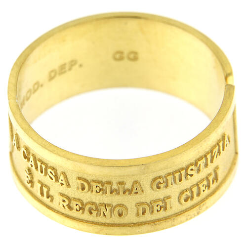 "Selig sind die Verfolgten" vergoldeter Ring aus Silber 925 mit Öffnung 3