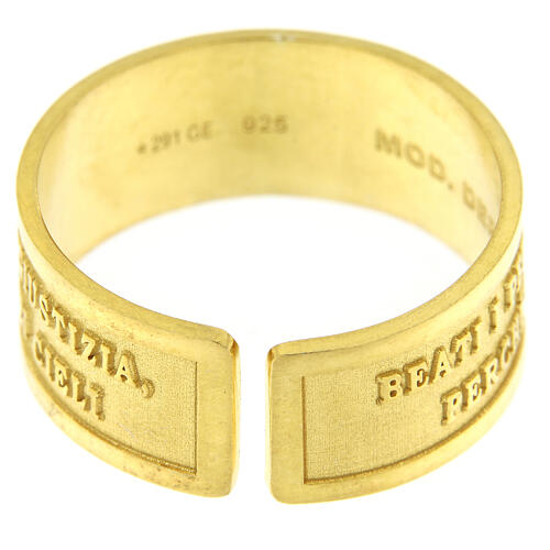 "Selig sind die Verfolgten" vergoldeter Ring aus Silber 925 mit Öffnung 4