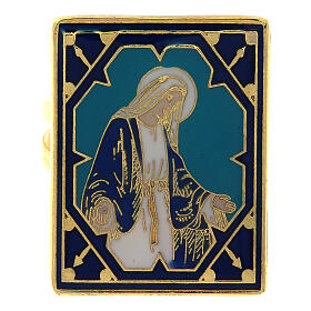 Gilded enameled Miraculous Mary ring