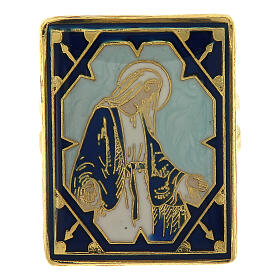 Pierścionek Cudowna Madonna, emalia błękitna, regulowany