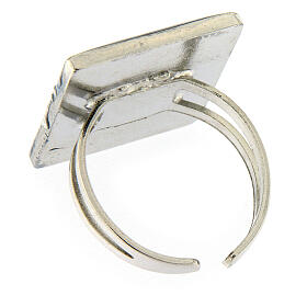 Bague réglable Vierge Miraculeuse émail rouge argentée s3