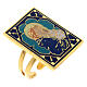 Gold plated ing of Virgin with Child, blue enamel, adjustable size s1