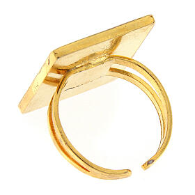 Bague Vierge à l'Enfant émail orange réglable s3