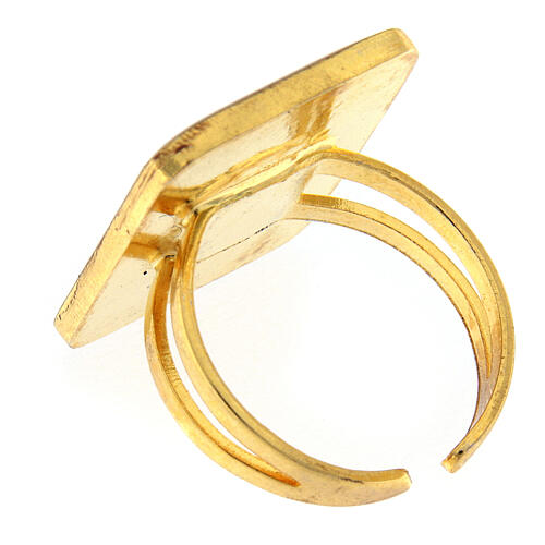 Gold plated ring, Angel on blue background 3